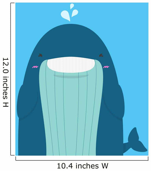 cute big fat whale smile and wink on blue background Wall Mural