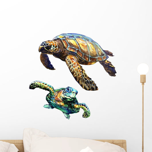 Sea Green Turtle Watercolor Wall Decal Sticker Set