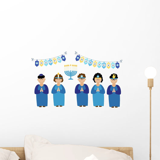 Cute Smiling Children Celebrating Wall Decal Sticker Set
