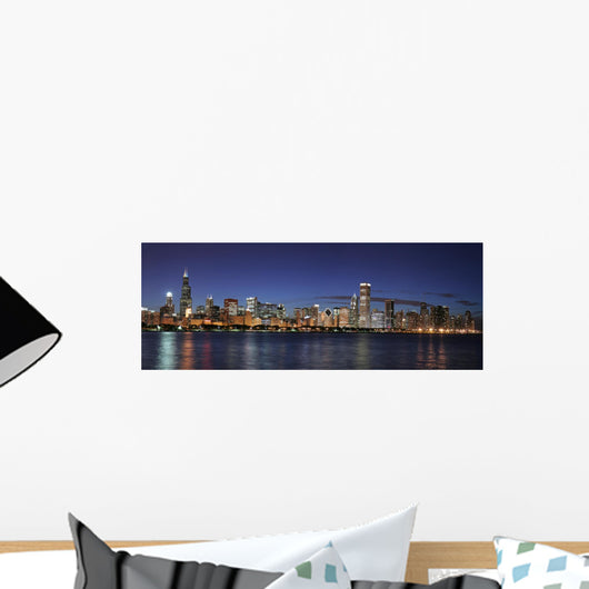 Chicago skyline at night Wall Mural