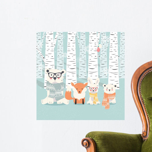 Merry Christmas Postcard with Wall Decal Design 1