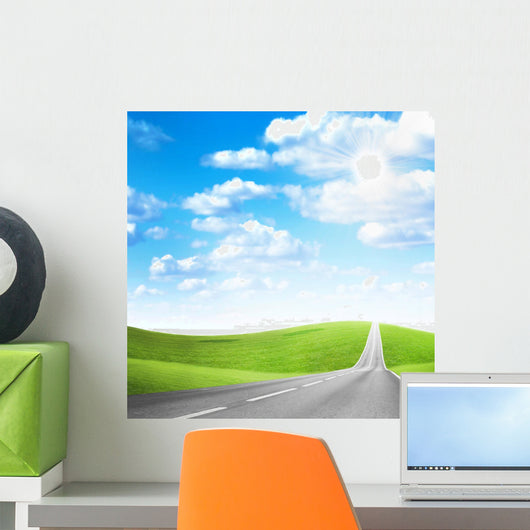 abstract scene blue sky on rural road Wall Mural