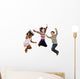 Three Happy Children Jumping Wall Decal Sticker Set