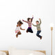 Three Happy Children Jumping Wall Decal Sticker Set