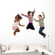 Three Happy Children Jumping Wall Decal Sticker Set