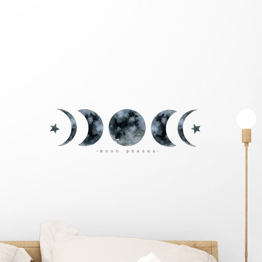 Various Watercolor Moon Phases Wall Decal Sticker Set