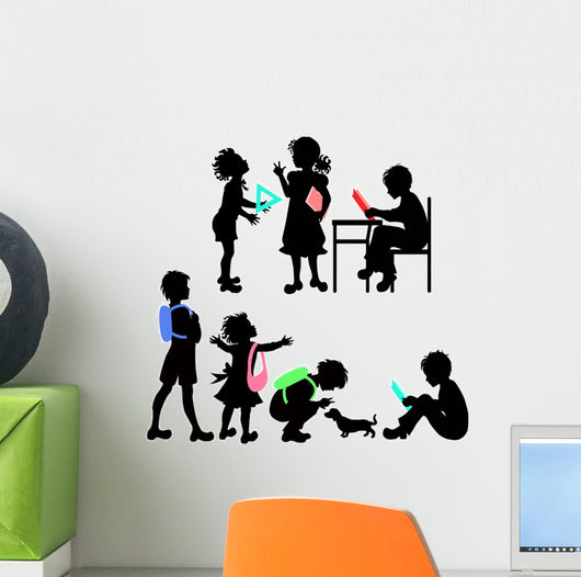 Silhouettes of school children Wall Decal
