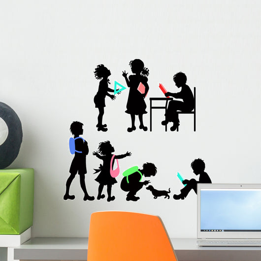 Silhouettes of school children Wall Decal