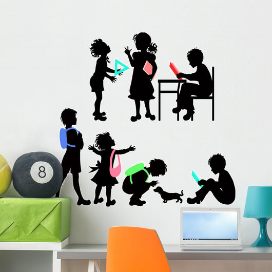 Silhouettes of school children Wall Decal
