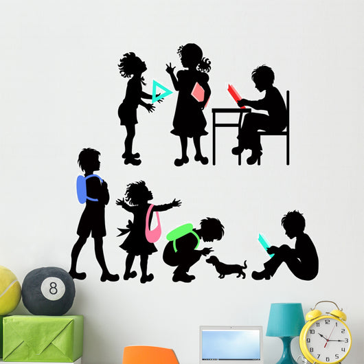 Silhouettes of school children Wall Decal