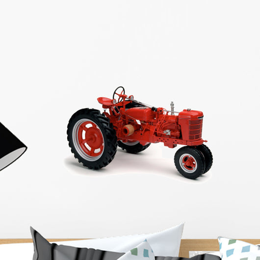 Red Tractor on White Wall Decal