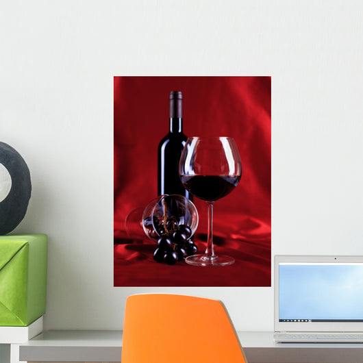 wineglass and bottle Wall Mural