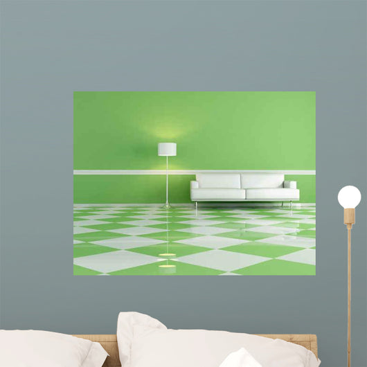 White Couch in a Classic Living Room Wall Mural