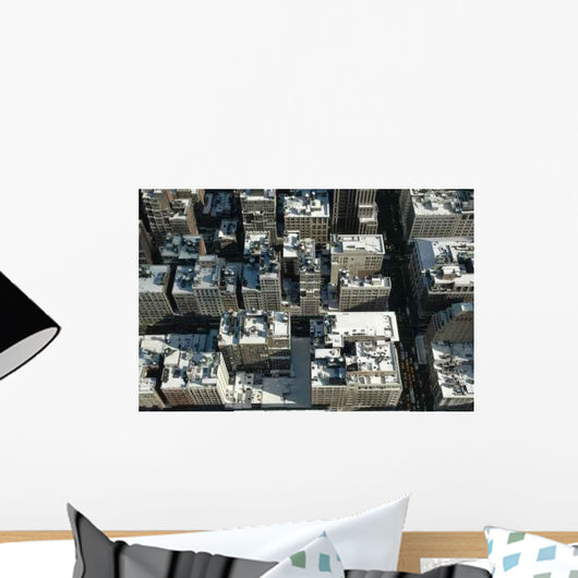 Snowy Rooftops from above Wall Decal