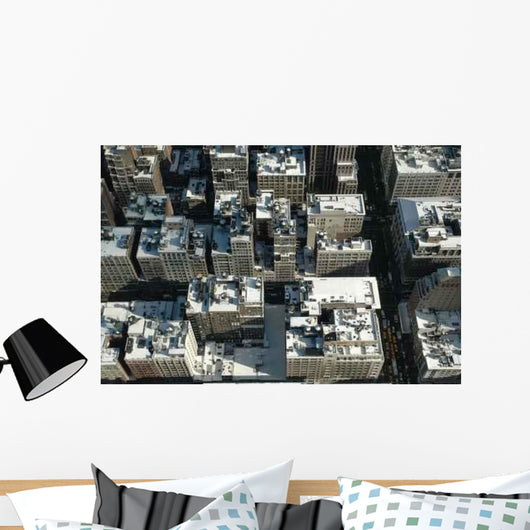 Snowy Rooftops from above Wall Decal