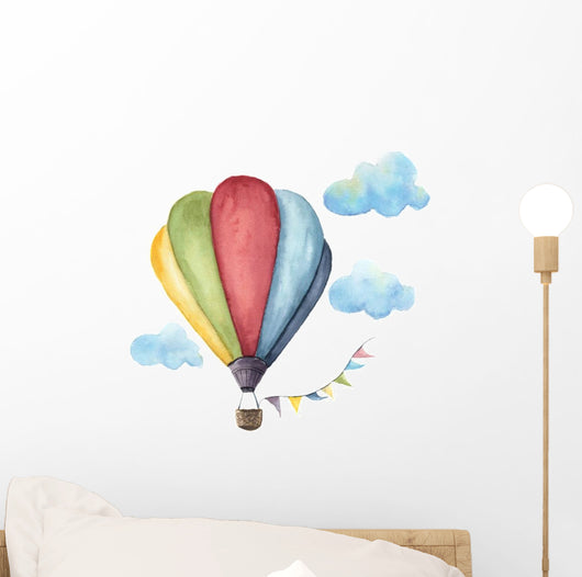 Watercolor Hot Air Balloon Wall Decal Sticker Set