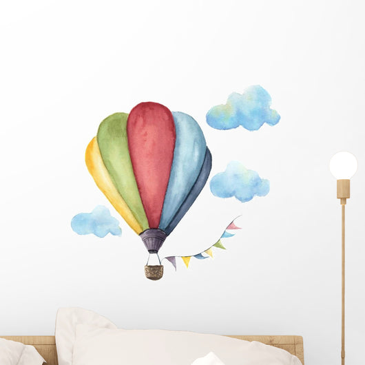 Watercolor Hot Air Balloon Wall Decal Sticker Set