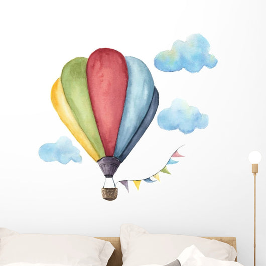 Watercolor Hot Air Balloon Wall Decal Sticker Set