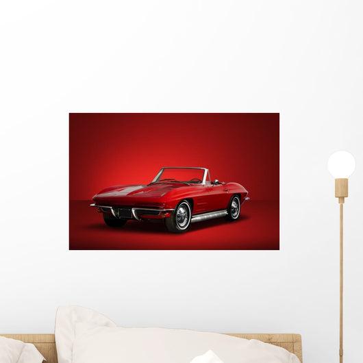 Red Vintage Convertible Automobile Wall Decal