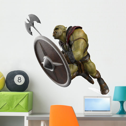 Axe Wielding Warrior Orc Wall Decal