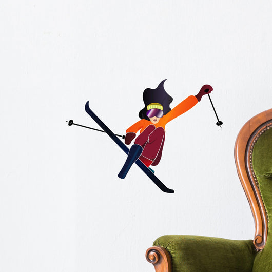 Girl Skiing Wall Decal