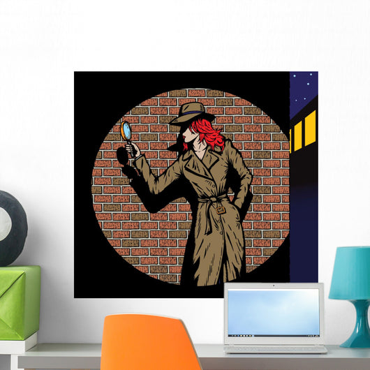 Old Style Girl Detective Wall Decal