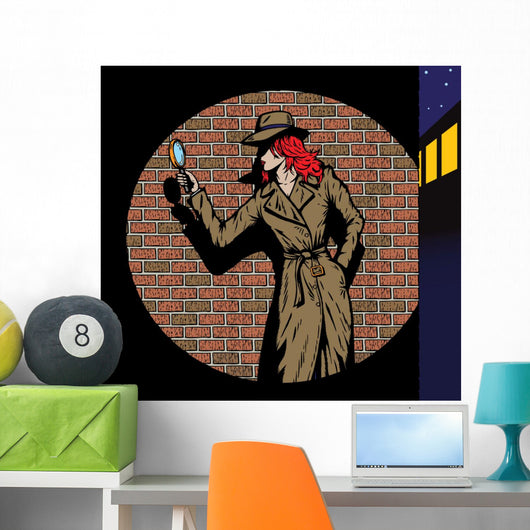 Old Style Girl Detective Wall Decal