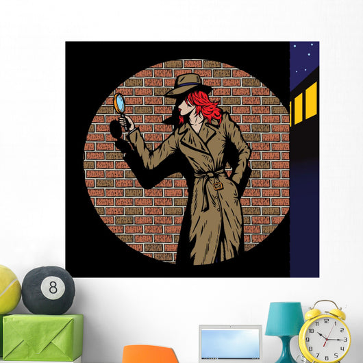 Old Style Girl Detective Wall Decal