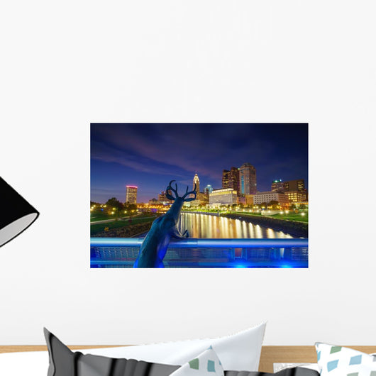 Downtown Columbus Ohio Night Skyline Wall Decal