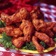 Chicken Wings on Yellow Plate. Wall Mural