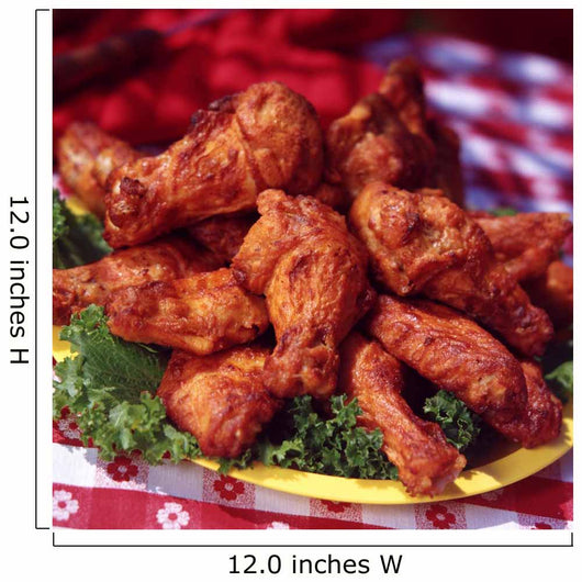 Chicken Wings on Yellow Plate. Wall Mural