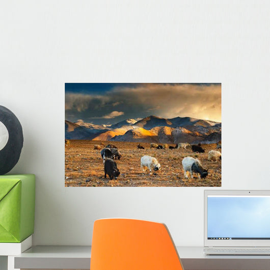 Grazing Sheep and Goats Wall Decal