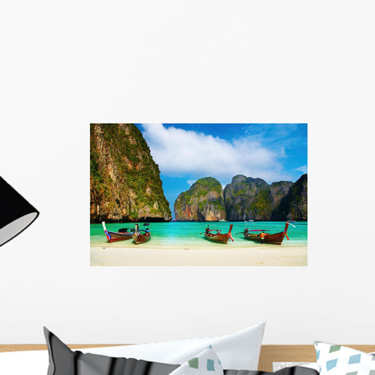 Tropical beach, Maya Bay, Thailand Wall Mural