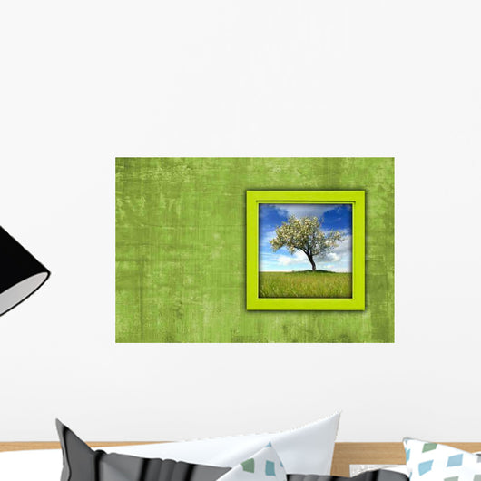 Window with Spring Landscape Wall Decal