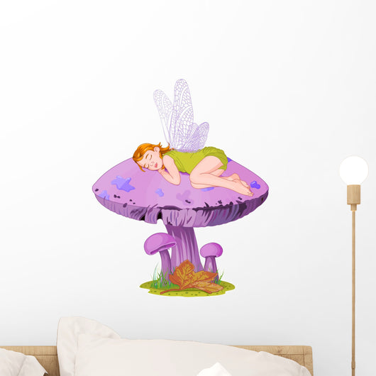 Sleeping Mushroom Fairy Wall Decal
