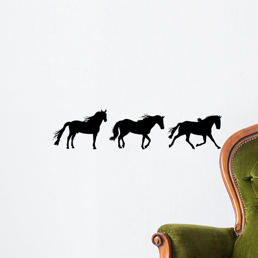Silhouette of Horses Standing Trotting and Galloping Wall Decal