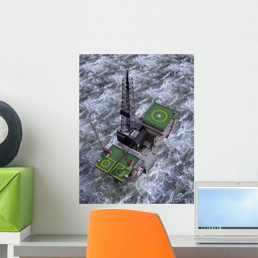 Oil Rig From Above Wall Mural