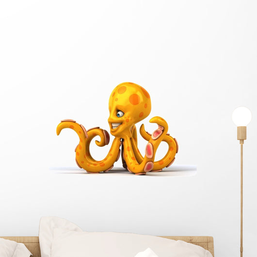 Fun Orange Octopus Wall Decal