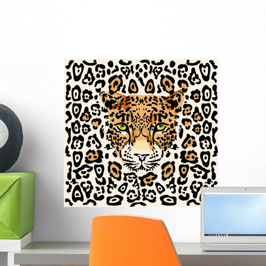 Pattern with a muzzle of a leopard Wall Mural