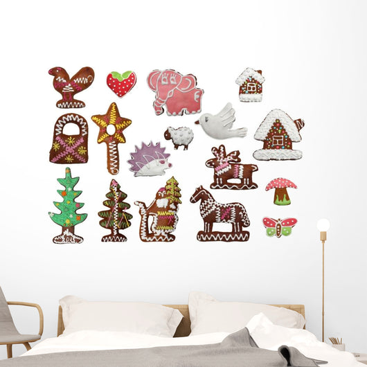 Christmas Gingerbread Cookies Wall Decal Sticker Set