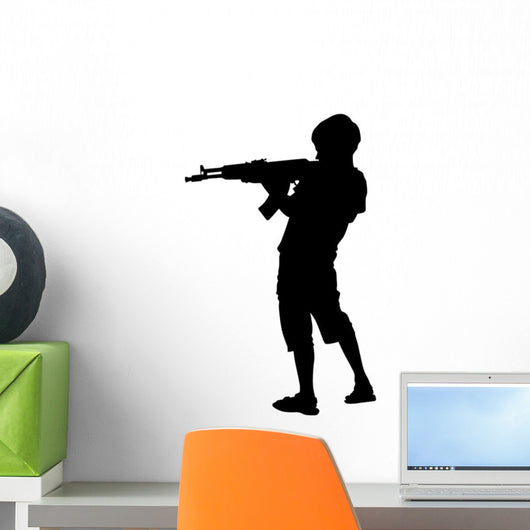 Soldier Aiming Military Silhouette Wall Decal