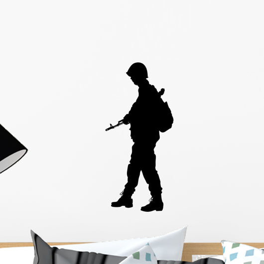 Military Silhouettes Patrolling Soldier Wall Decal