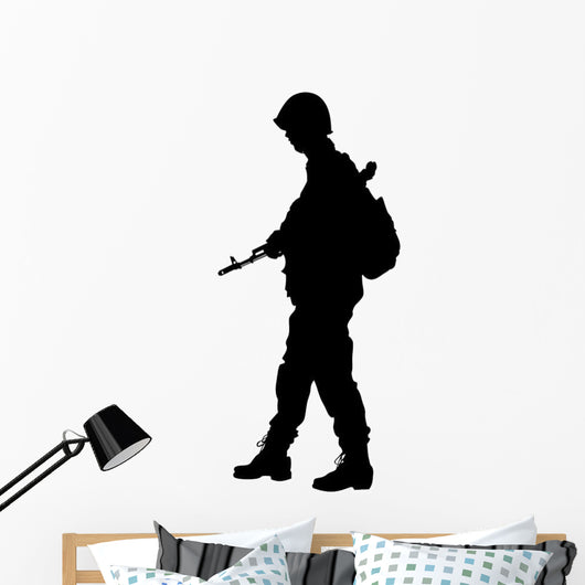 Military Silhouettes Patrolling Soldier Wall Decal