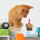 kitten celebrating birthday - kitten looking at cupcake Wall Decal