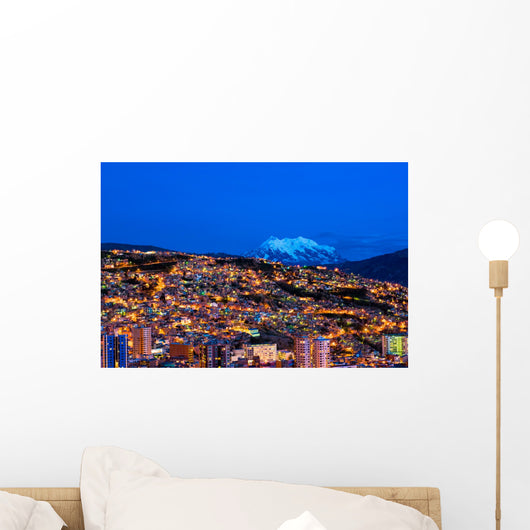 Panorama of night La Paz, Bolivia Wall Mural