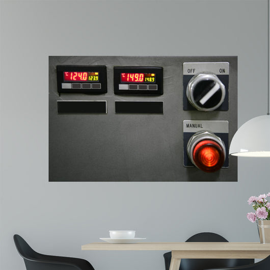 Industrial control panel installation button Wall Mural