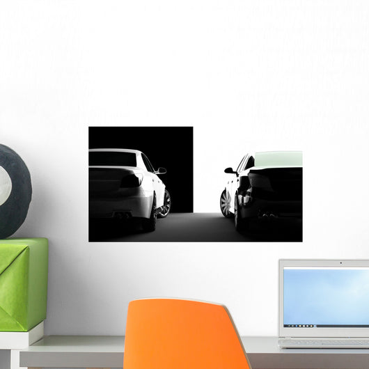 Black and White Cars Wall Mural