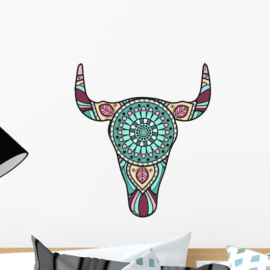 Turquoise Bull Mandala Wall Decal