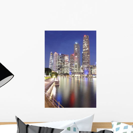 Singapore river city night skyline Wall Mural