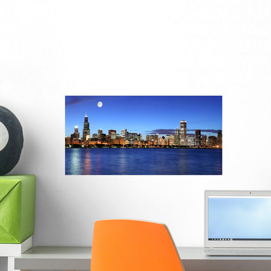 Chicago skyline under the moonlight Wall Mural